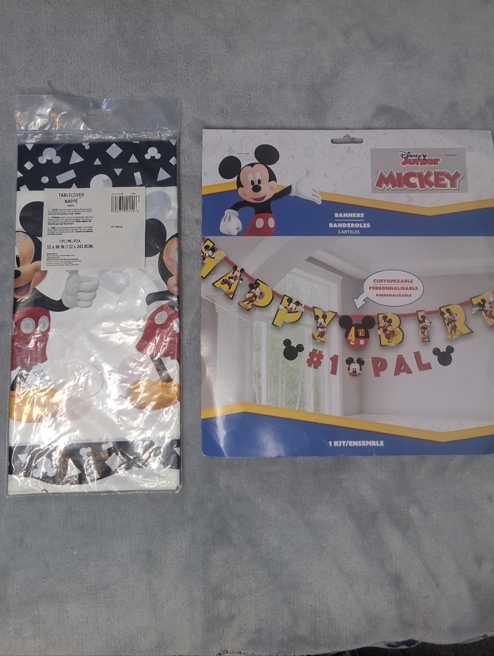 New Disney Junior Mickey Customizable Happy Birthday Banner & Tablecover Set